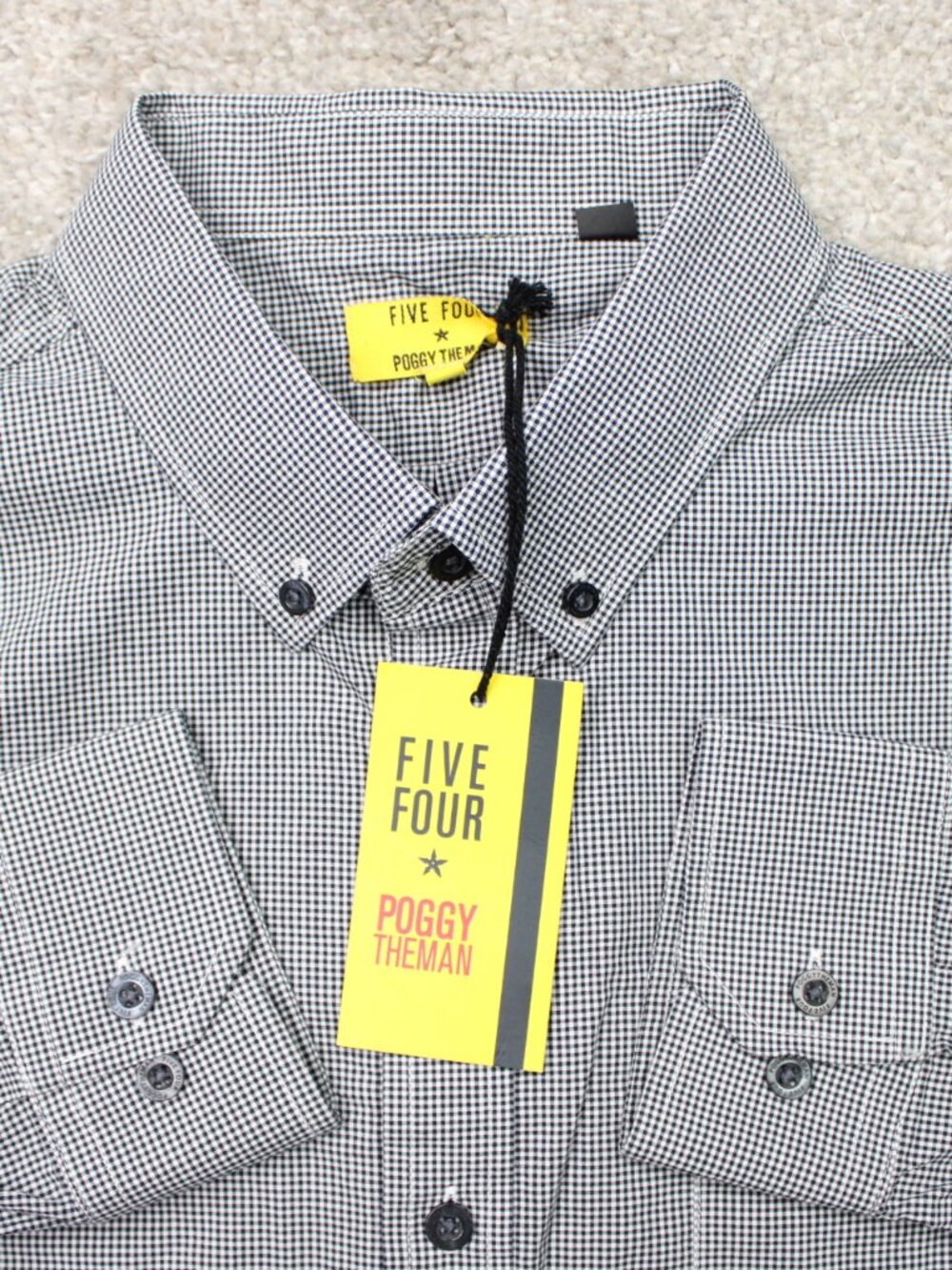 Five Four Poggy The Man Shirt NWT Mens Large Black Carmelo Cotton Long Sleeve